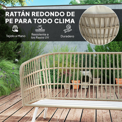 Outsunny Conjunto De Jardín Exterior De Ratán Sintético De 4 Piezas Natural_4