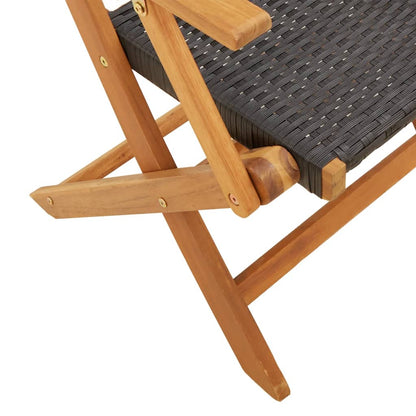 Set De Comedor De Jardín 5 Pzas Ratán Pe Madera Maciza Negro / Vetonek_3