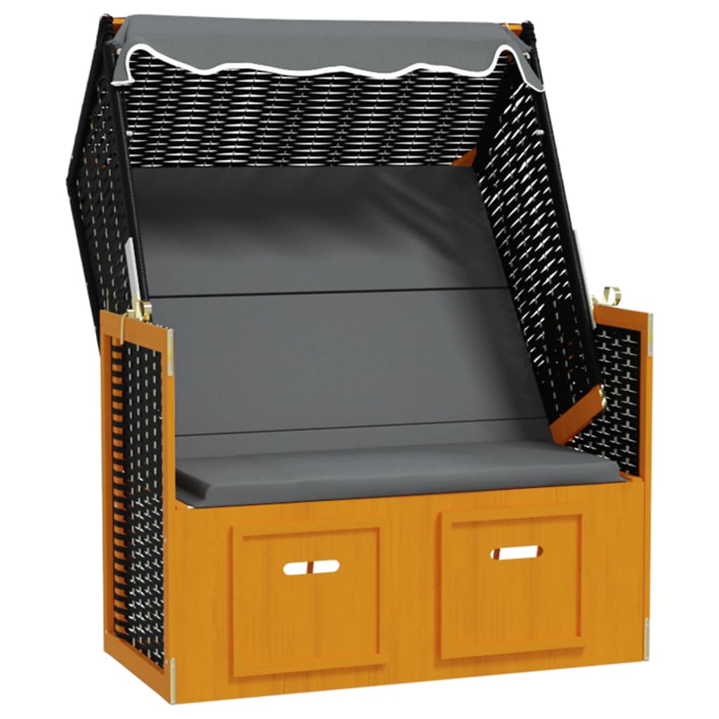 Silla Strandkorb Dosel Ratán Sintético Madera Negro Antracita_1