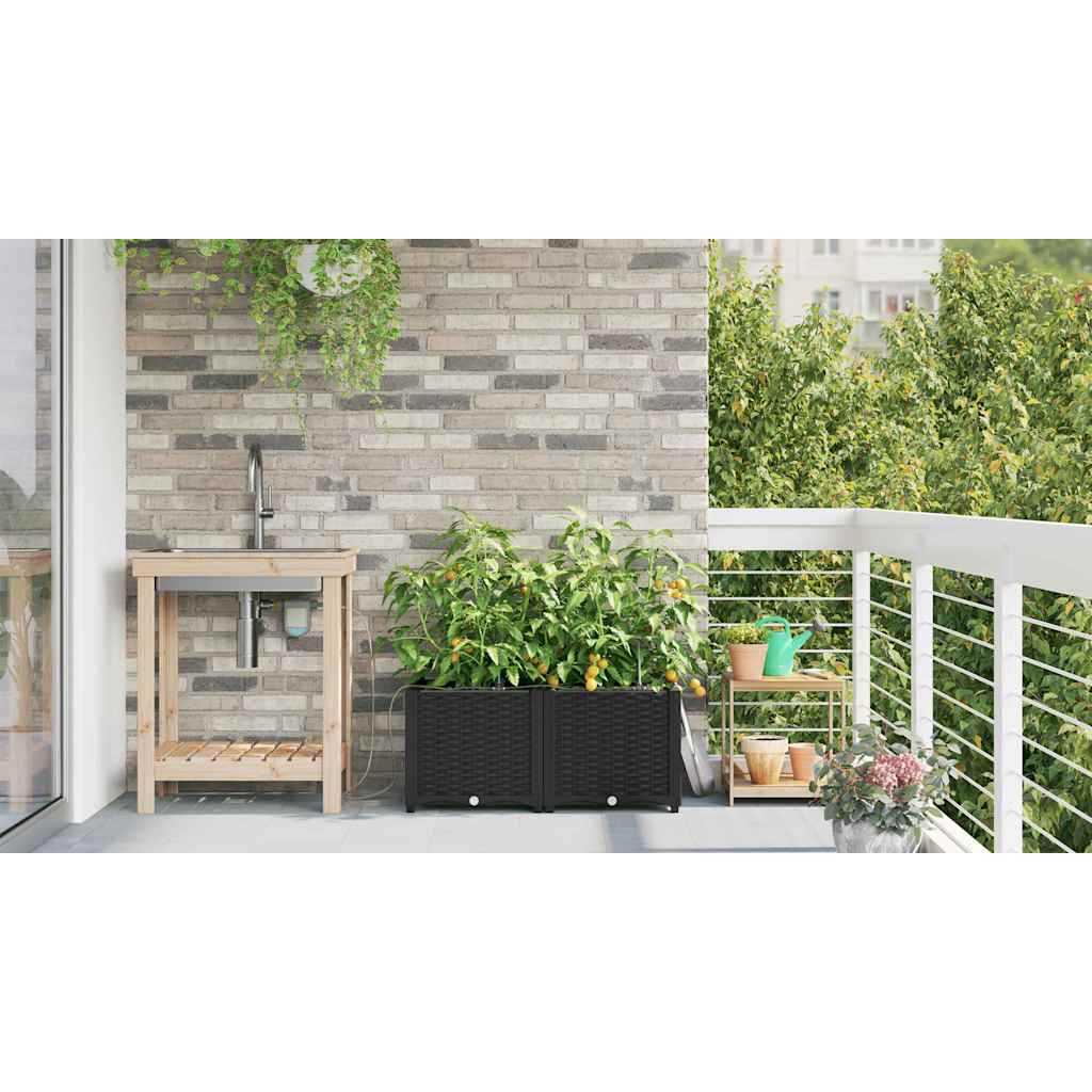 Macetero De Jardín 2 Uds. Negro 80 X 40 X 37,5 Cm Pp_3