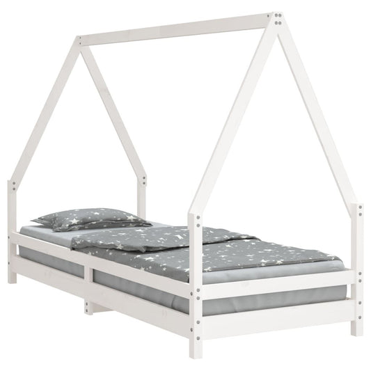 Vidaxl Estructura De Cama Para Niños Madera De Pino Blanco 90x200 Cm_0