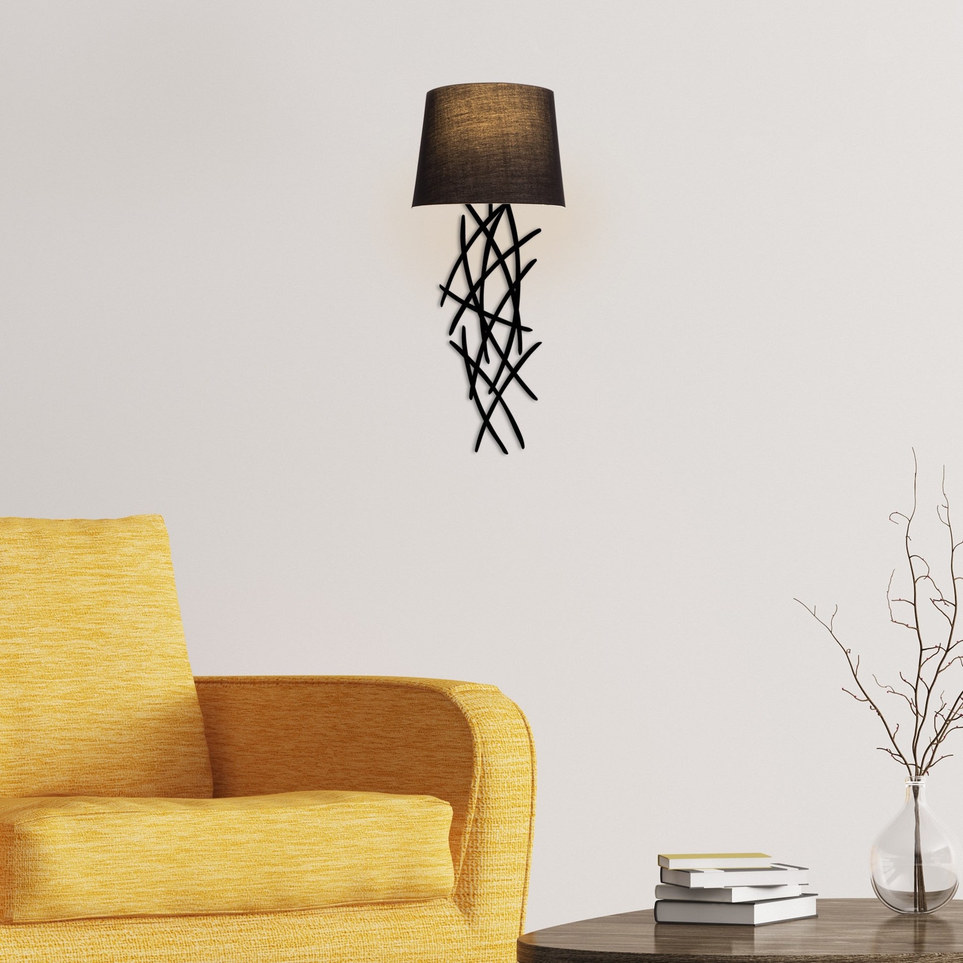 Aplique De Pared, Hierro , Negro, 15x28x72, Casquillo E 27 Max 40 W_5