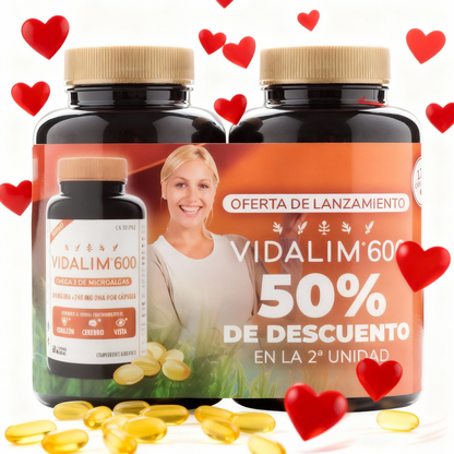 OMEGA 3 DE MICROALGAS OFERTA PACK CORAZON VIDALIM 600. 360mg EPA + 240mg DHA POR CAPSULA | 120 CAPSULAS_0