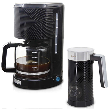 Briebe Elegance Set Cafetera Goteo 10 Tazas Café Filtro Espumador Leche Eléctrico Espuma Fría/caliente, Skt1188blk,negro_0
