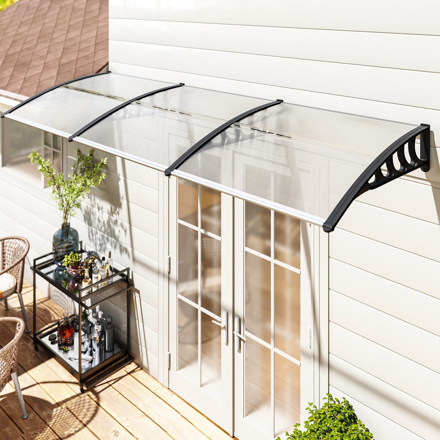 Outsunny Tejadillo De Protección 303x96 Cm Marquesina Exterior Para Puertas_1