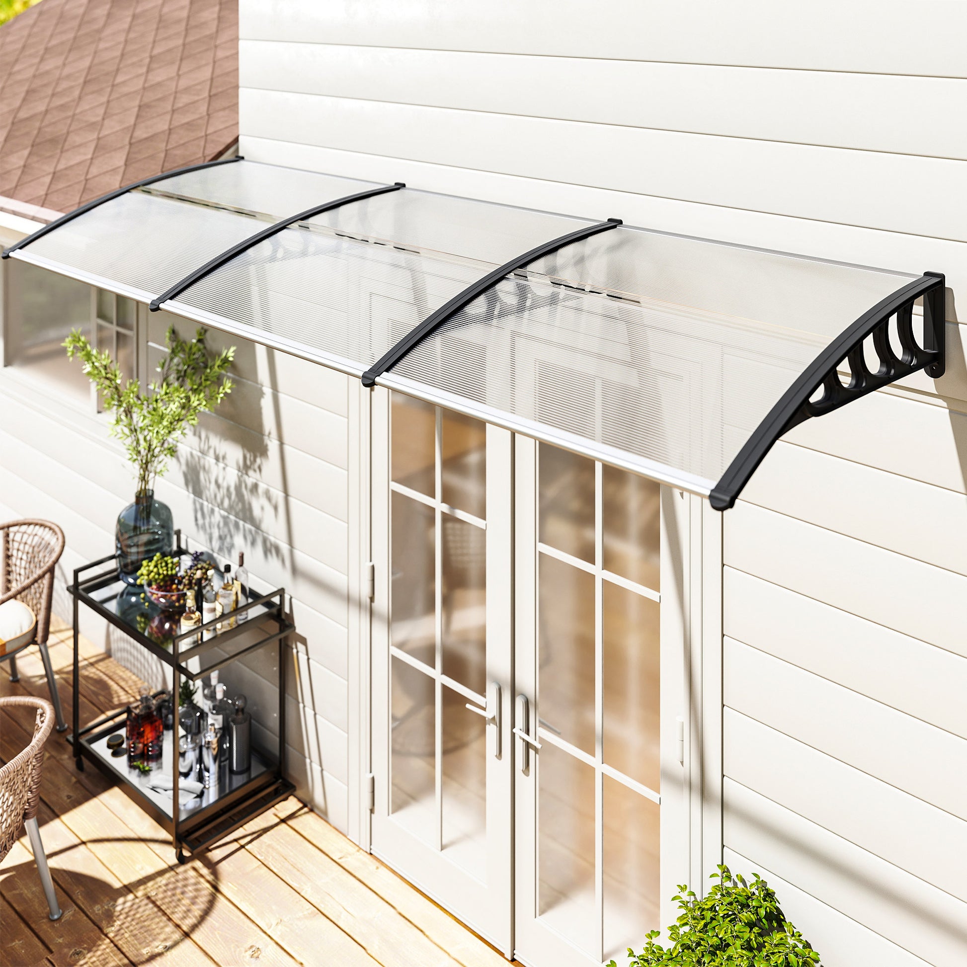 Outsunny Tejadillo De Protección 303x96 Cm Marquesina Exterior Para Puertas_1