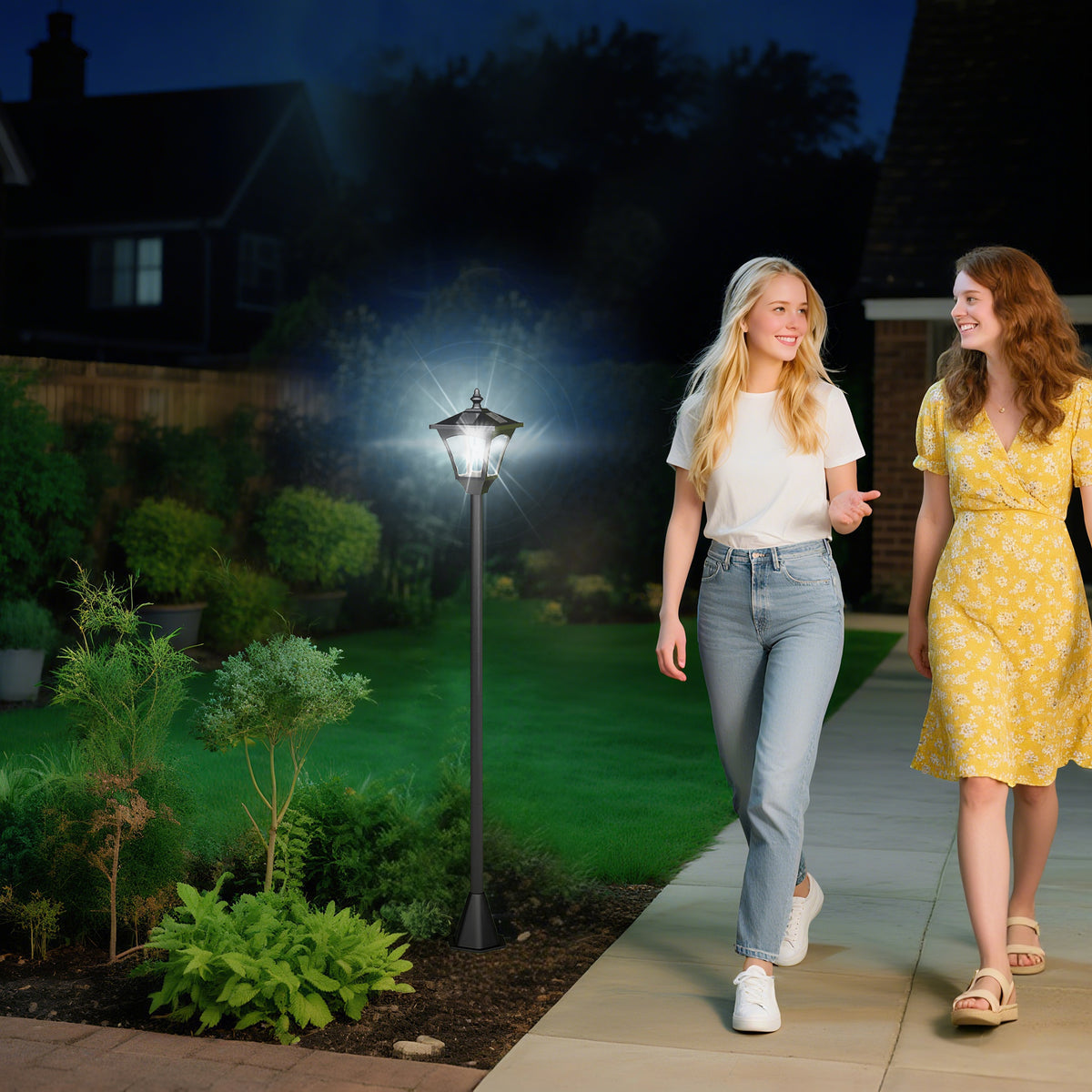 Outsunny Farol Solar De Jardín Ip44 Con Luces Inteligentes Led Exteriores_1