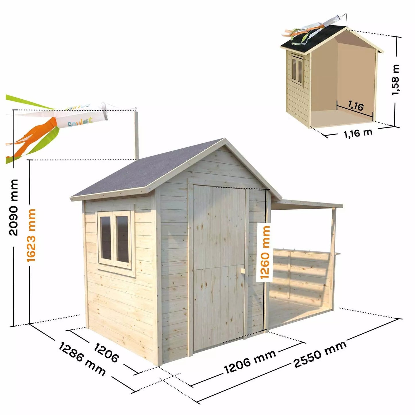 Casita infantil de madera con porche Eugenie Soulet
