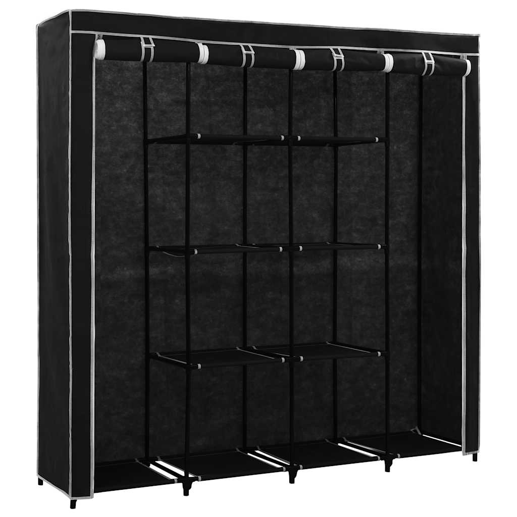 Armario Con 4 Compartimentos Negro 175x45x170 Cm_2