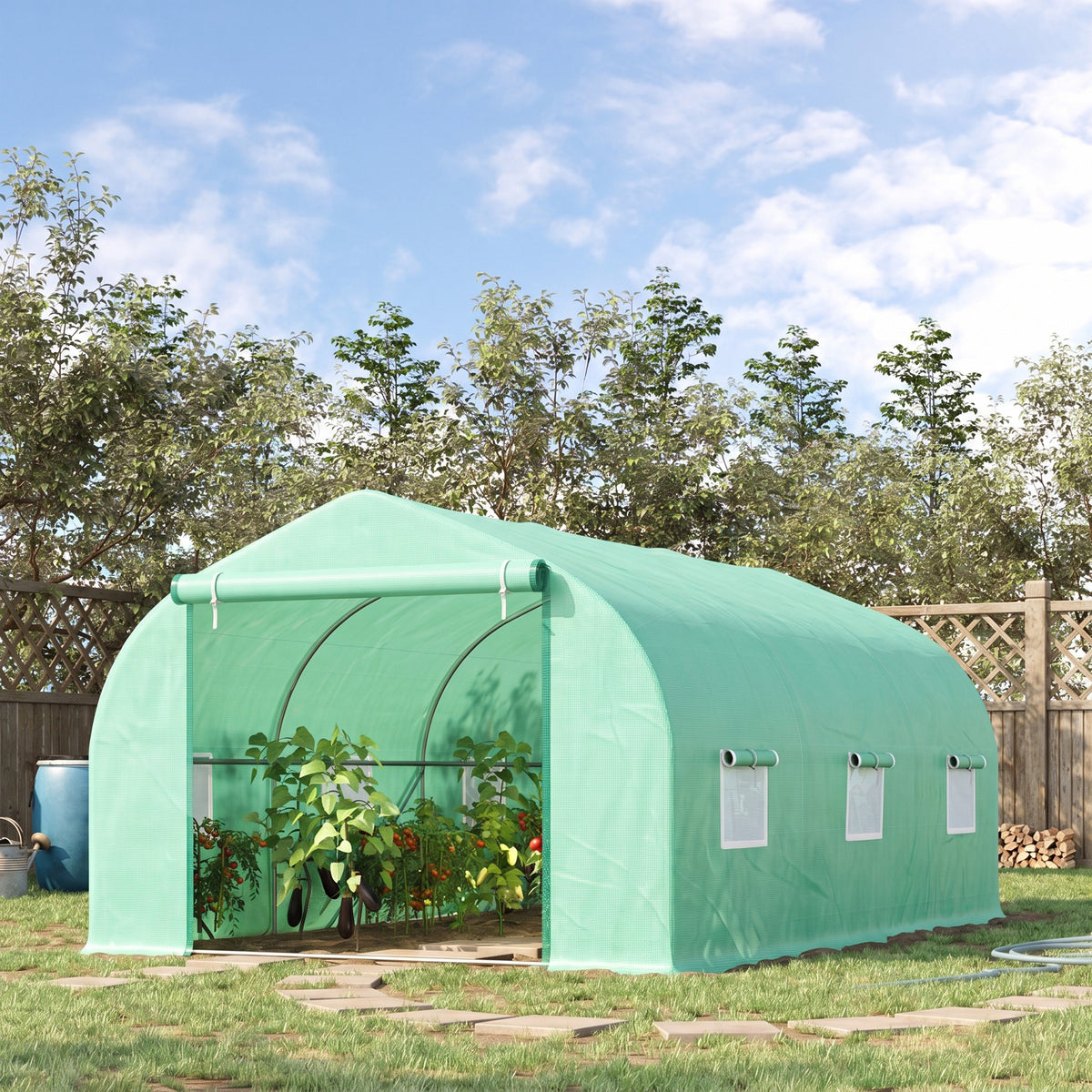 Invernadero Outsunny Verde 450x300x205 Cm Acero_1