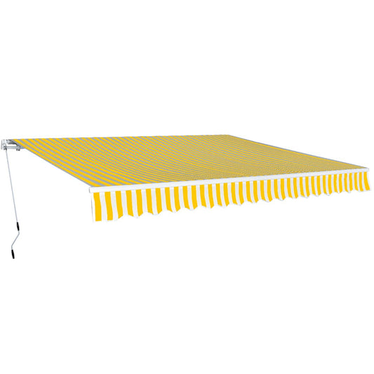 Vidaxl Toldo Plegable De Operación Manual 400 Cm Amarillo Y Blanco_0