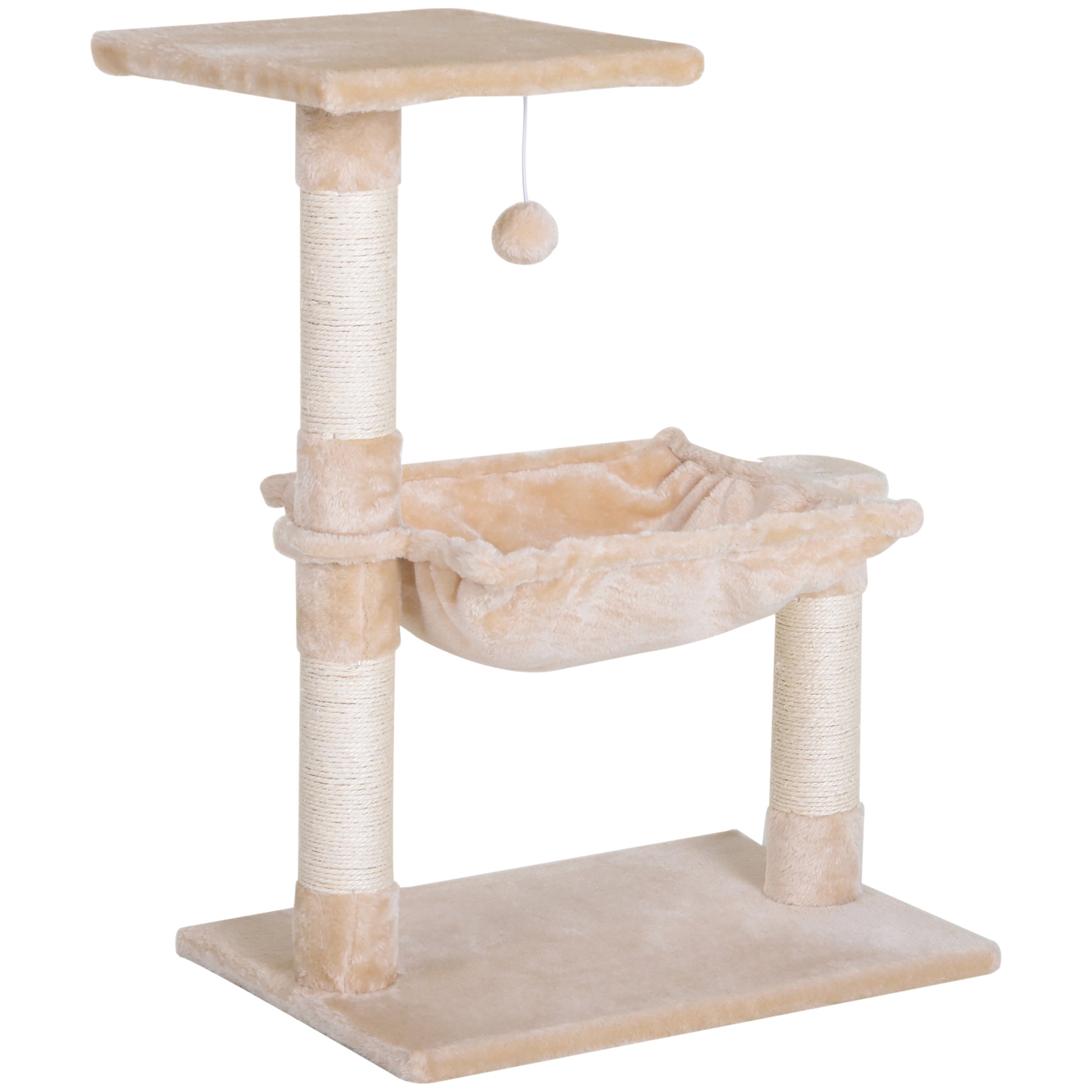 Pawhut Rascador Árbol Gatos Centro Actividad Plataforma Caseta Sisal Natural_0