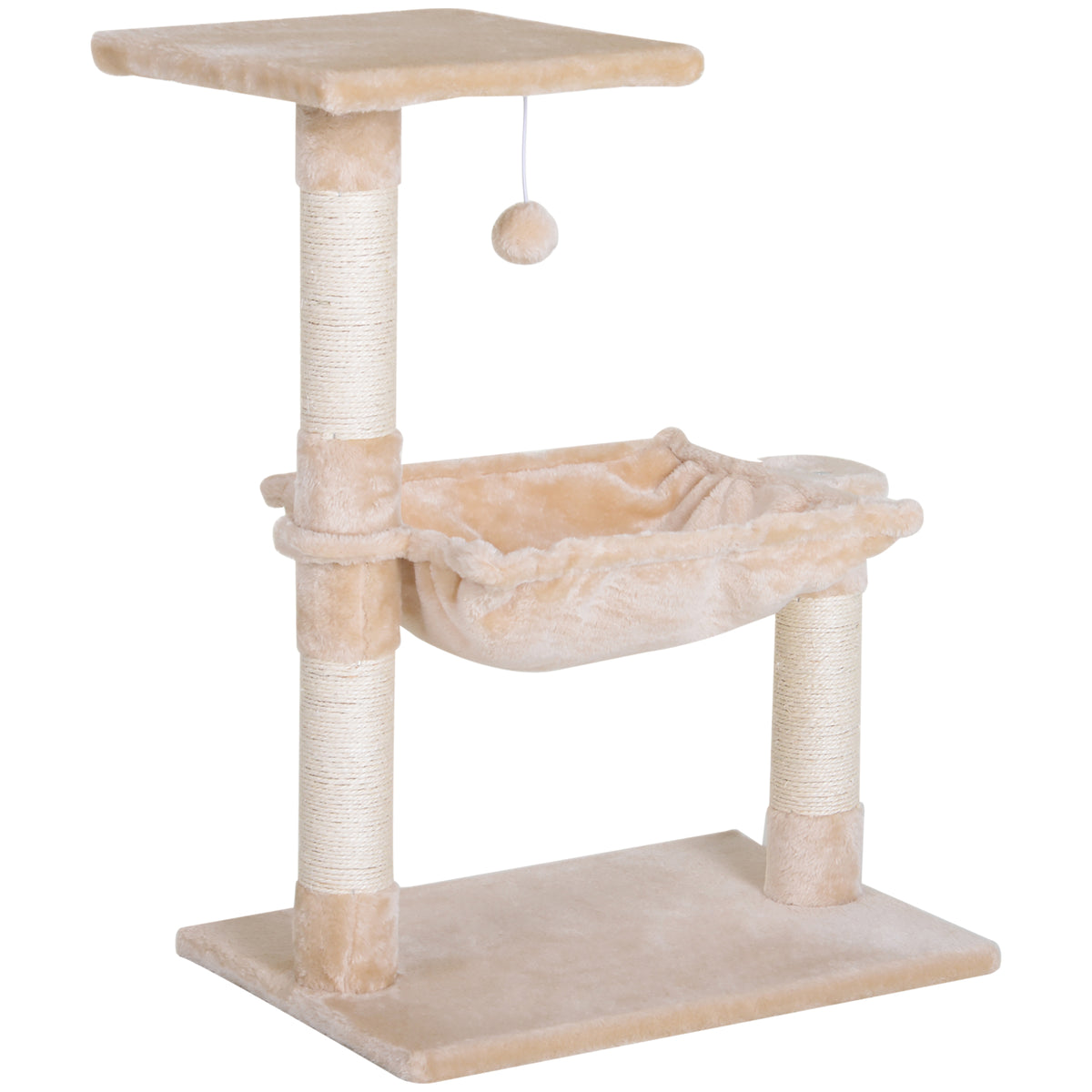 Pawhut Rascador Árbol Gatos Centro Actividad Plataforma Caseta Sisal Natural_0