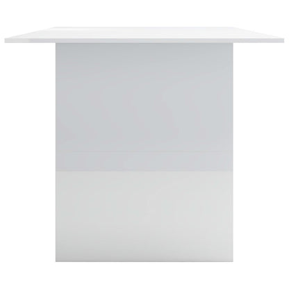 Mesa De Comedor Madera De Ingeniería Blanco Brillo 180x90x76 Cm_3