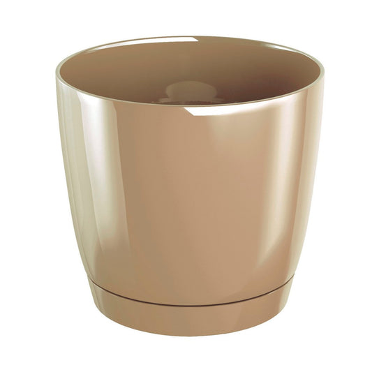 Maceta Redonda De Plastico Coubi Round P En Color Cafe Con Leche 28 (largo) X 28 (ancho) X 26,2 (altura) Cm_0
