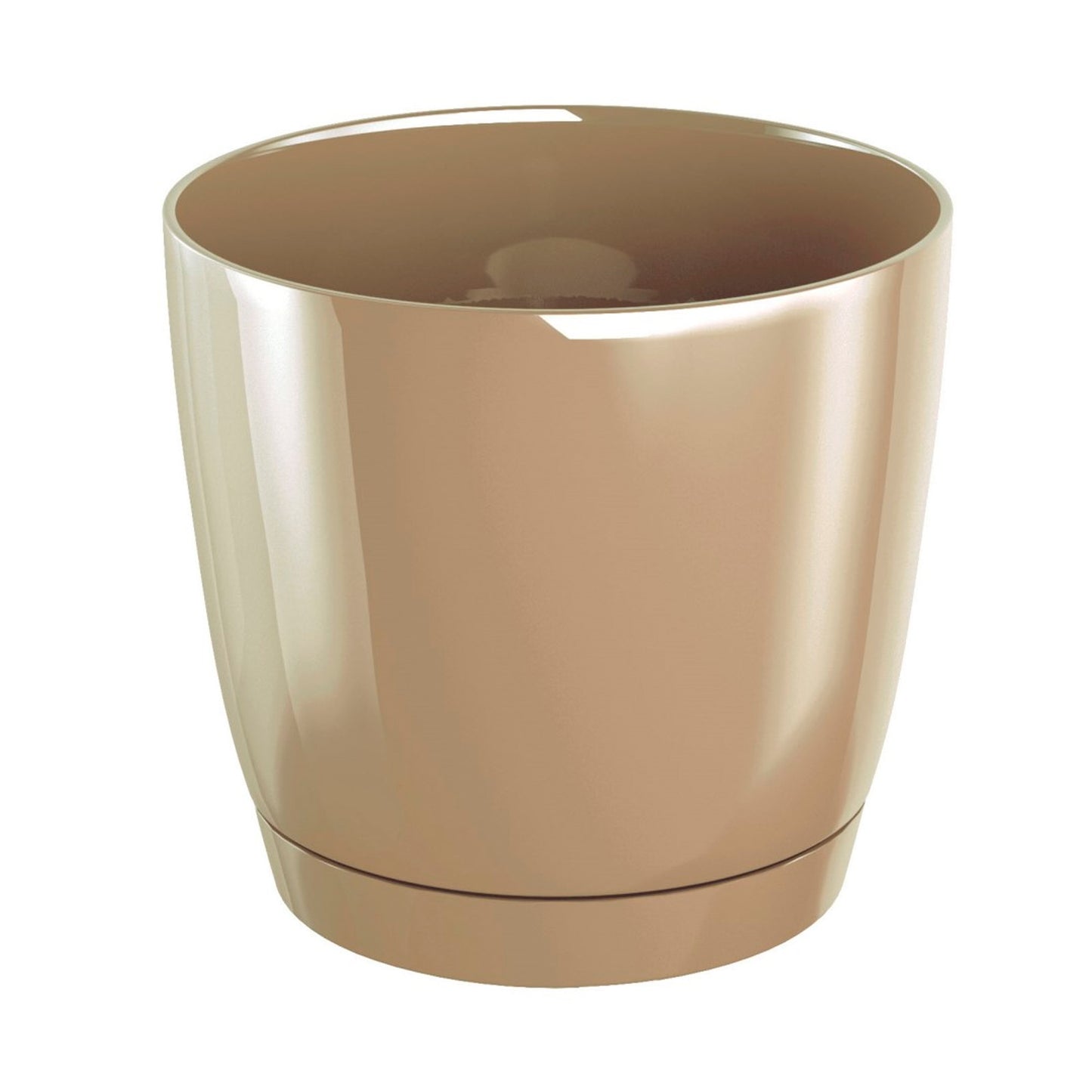 Maceta Redonda De Plastico Coubi Round P En Color Cafe Con Leche 18 (largo) X 18 (ancho) X 16,5 (altura) Cm_0