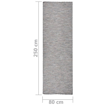 Alfombra De Exterior De Tejido Plano Marrón Y Azul - 80x250 Cm / Vetonek_1