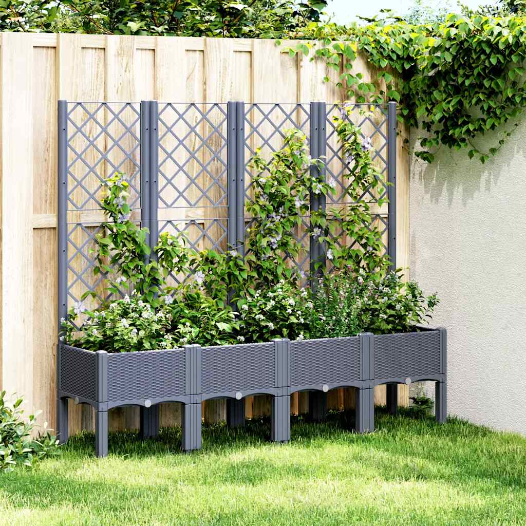 Jardinera Con Enrejado Pp Azul Gris 160x40x142 Cm_1