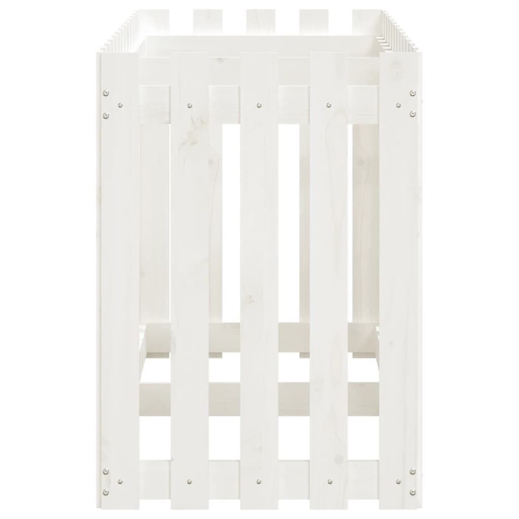 Arriate Elevado Jardín Con Valla Madera Pino Blanco 150x50x70cm_5