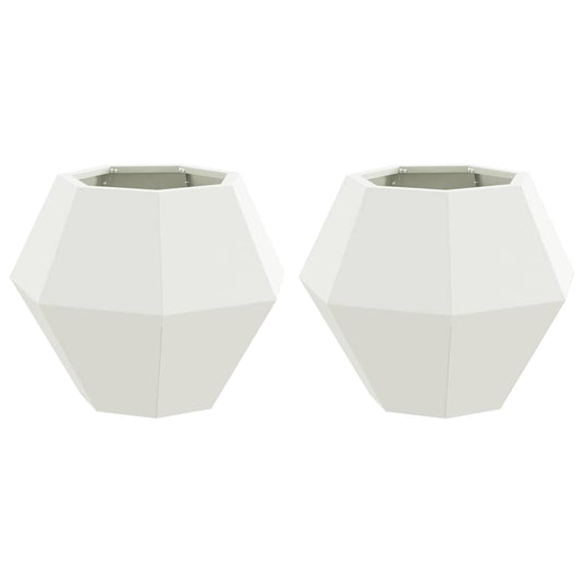 Jardinera 2 Uds. Blanco 50 X 50 X 40 Cm Acero_0