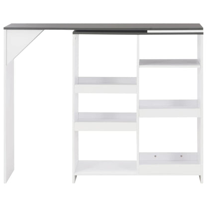 Mesa De Bar Con Estantería Móvil Blanca 138x39x110 Cm_0