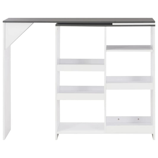 Mesa De Bar Con Estantería Móvil Blanca 138x39x110 Cm_0