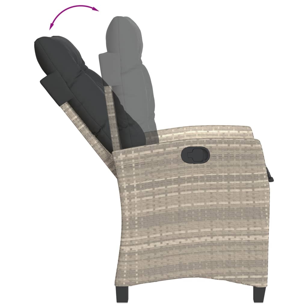 Set Comedor De Jardín 5 Pzas Cojines Ratán Sintético Gris Claro / Vetonek_4