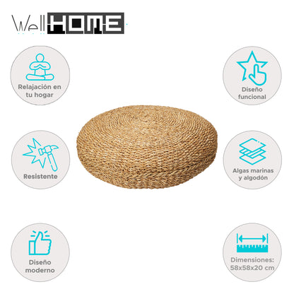 Well Home Puf Redondo De Algodón Beige Ø58x20cm_1
