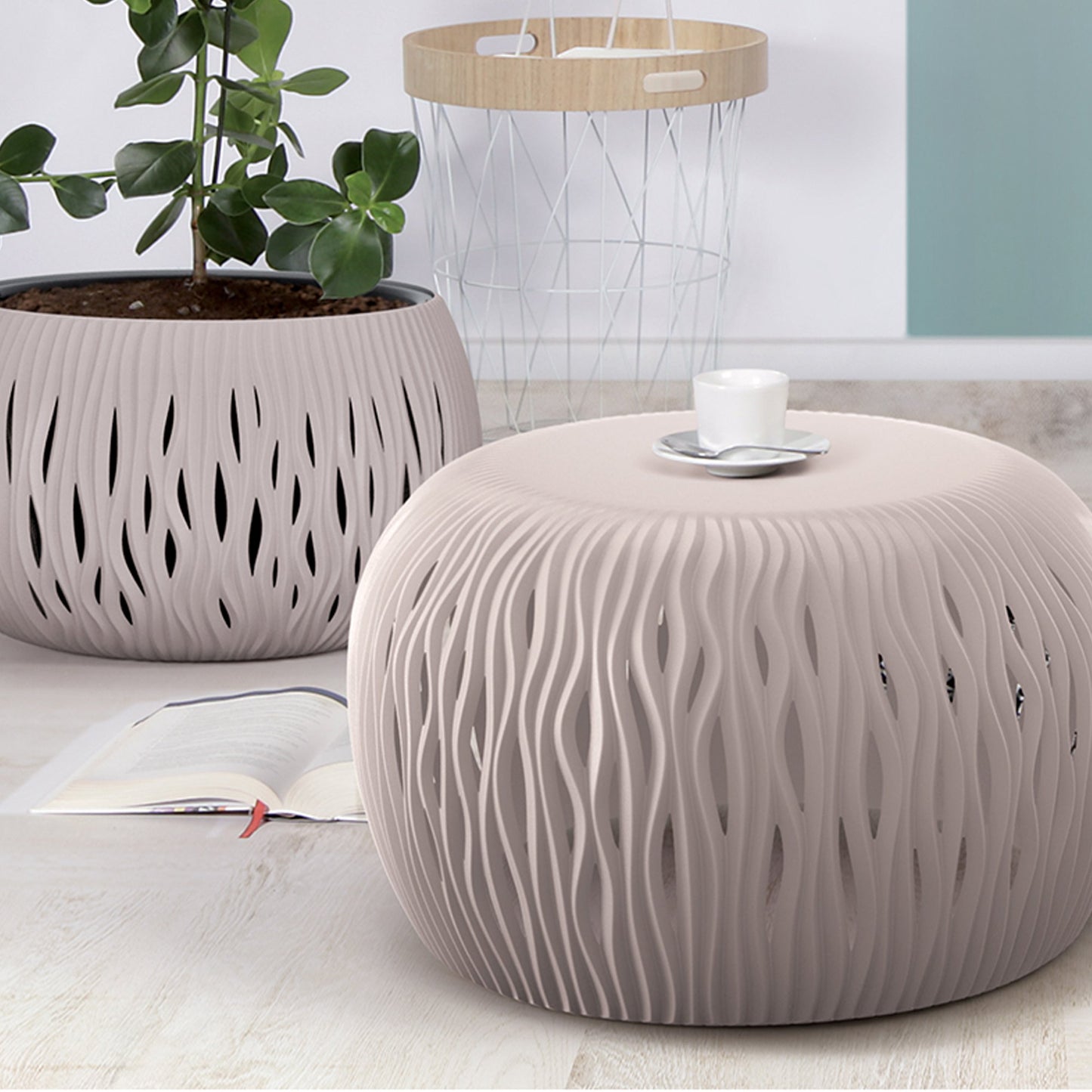 Prosperplast Bowl Sandy De Plástico Con Depósito En Color Antracita, 16,1 (alto) X 23,8 (ancho) X 23,8 (profundo) Cms