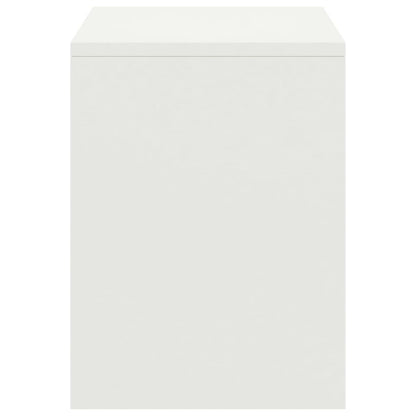 Mesita De Noche Madera Maciza De Mango Blanco 35x30x40 Cm_1