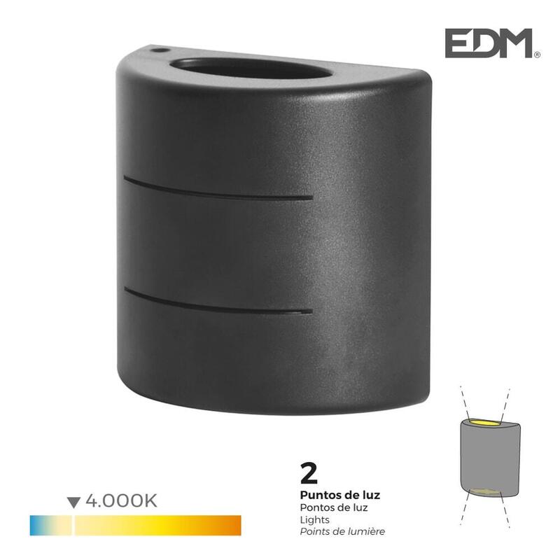Aplique Led 6w 60lm 4000k Luz Dia Ip54 12x12x6cm Ovalado Con Rayas Edm_0
