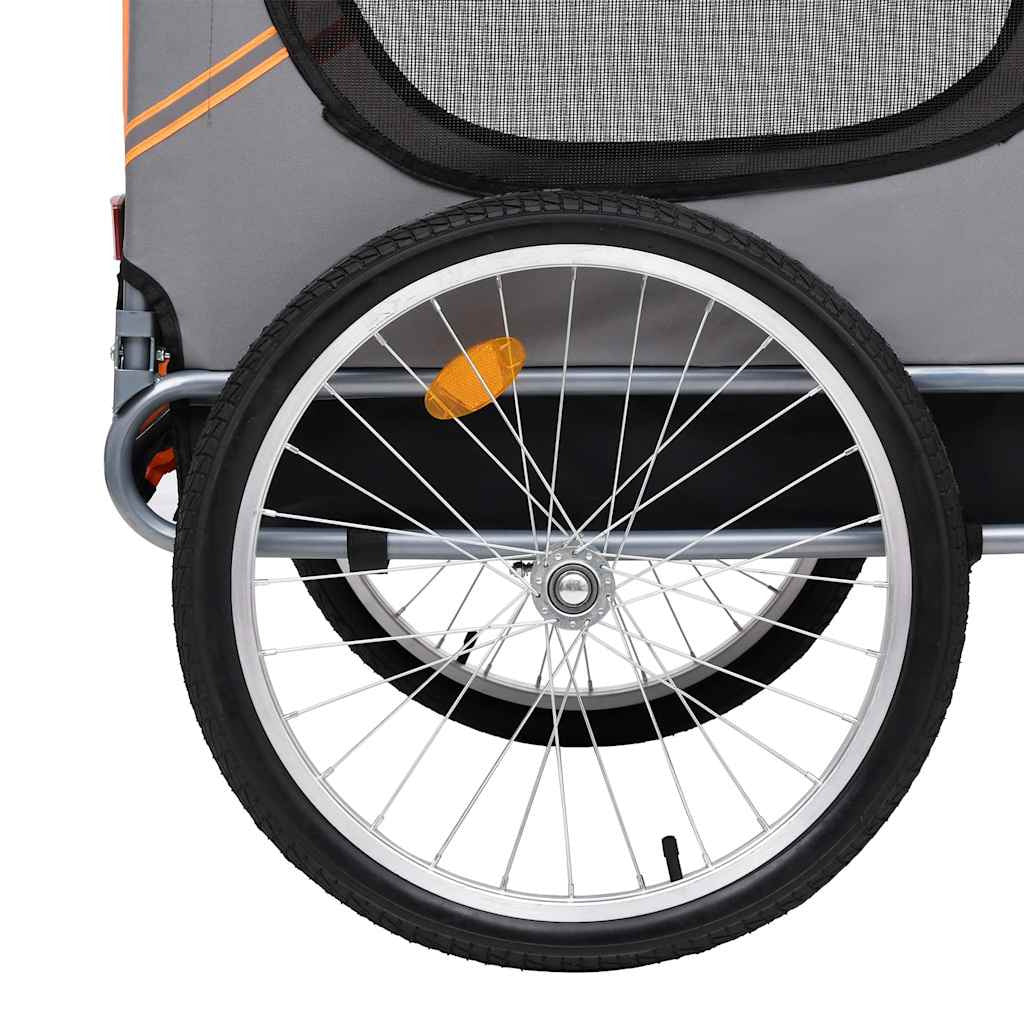 Vidaxl Remolque De Bicicleta Para Mascotas Naranja Y Gris_3
