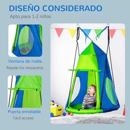 Outsunny Columpio Con Tienda Columpio Nido Con Puerta Enrollable Y 2 Ventanas_5
