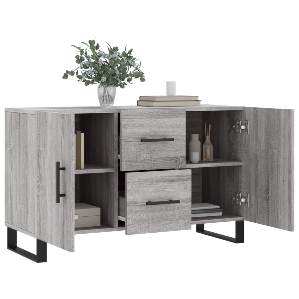 Aparador De Madera De Ingeniería Gris Sonoma 100x36x60 Cm_3