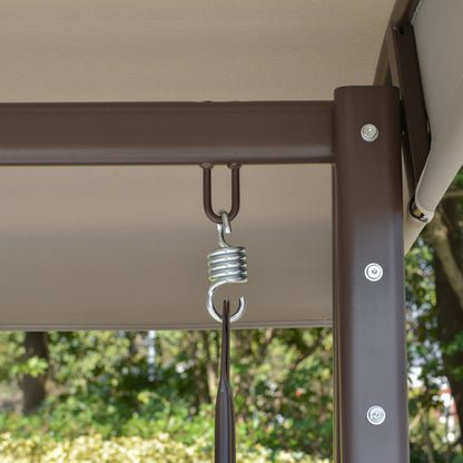 Outsunny Columpio De Jardín 3 Plazas Techo 2 Cojines 116x206x183cm Gris_3