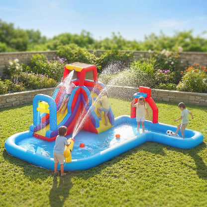 Aiyaplay Castillo Hinchable Acuático Con Soplador 550w 6 En 1 Tobogán Piscina_1