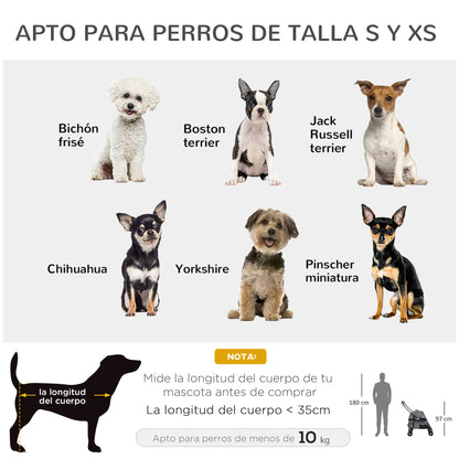 Pawhut Carrito Para Perros Plegable Con Ventanas De Malla Cojín Lavable Gris_3