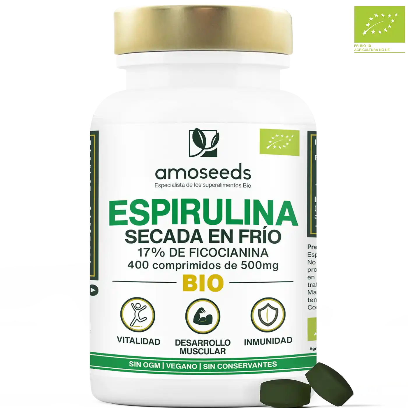 Espirulina Bio, 17% Ficocianina | 400 Comprimidos_0