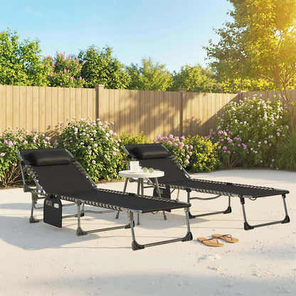 Outsunny Set De 2 Tumbonas Plegables Reclinables Con Reposacabezas Y Bolsillo_1