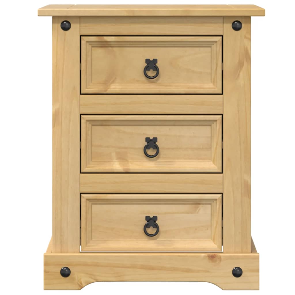 Mesita De Noche Corona Madera Maciza De Pino 53x39x66 Cm_2