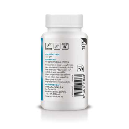 Calcio con Vitamina D3 liberación sostenida, Soria Natural, 60 comprimidos