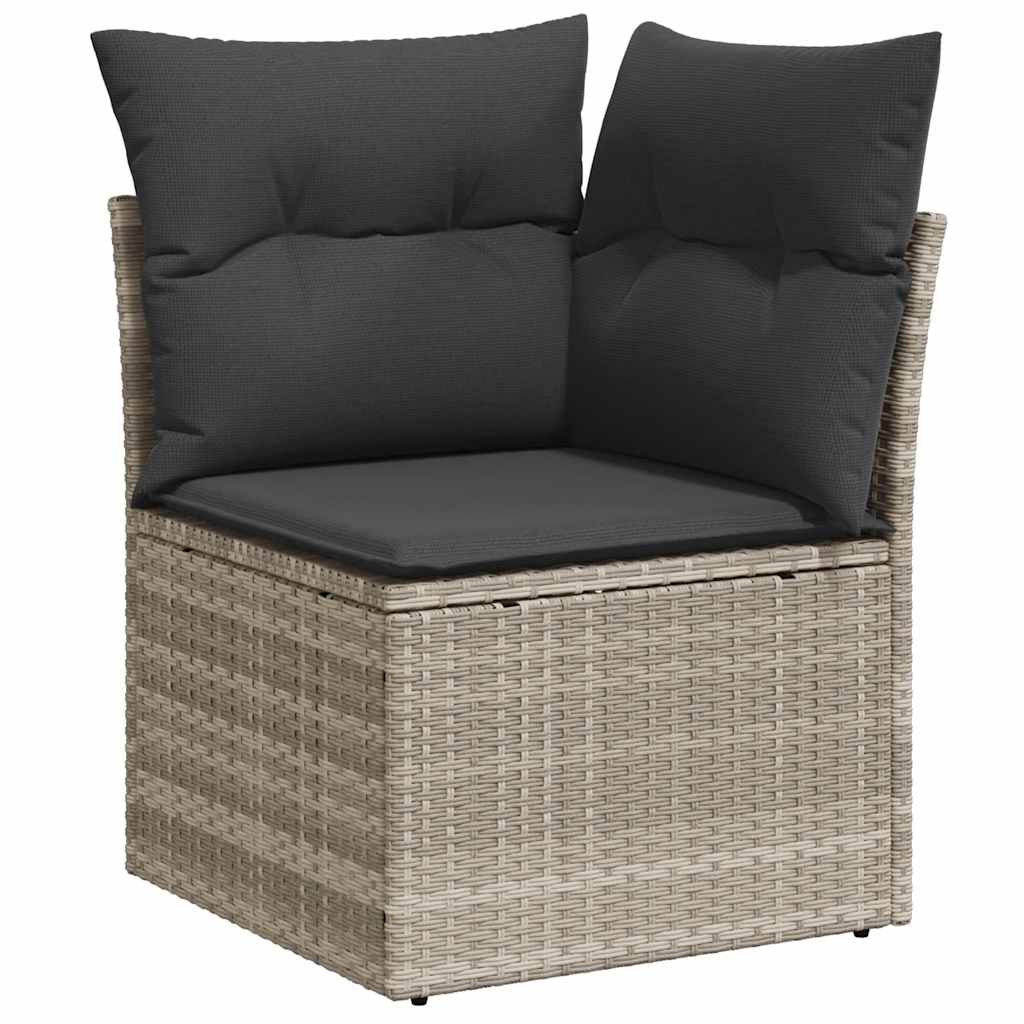 Set De Sofás De Jardín 11 Pzas Y Cojines Ratán Sintético Gris / Vetonek_4