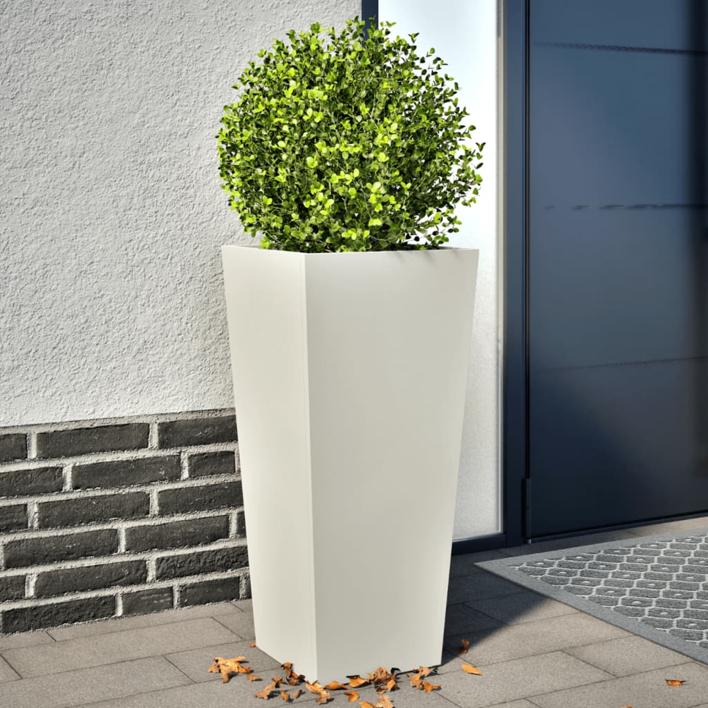 Jardineras 2 Uds Acero Blanco 35x35x75 Cm_1