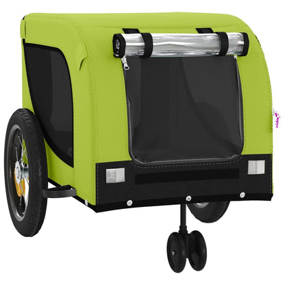 Vidaxl Remolque De Bicicleta Mascotas Hierro Tela Oxford Verde Negro_3