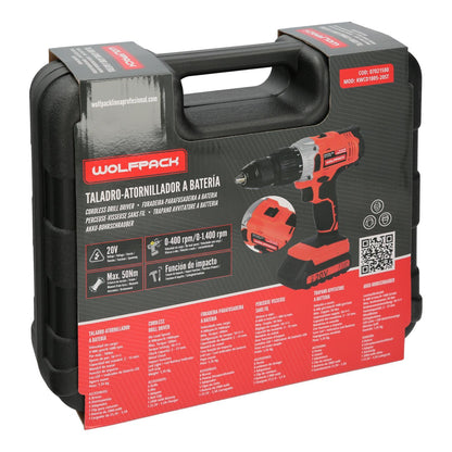 Taladro Atornillador 20 V. Con 2 Velocidades Y Percutor. Bateria 2 Ah. Par Apriete 50 Nm.