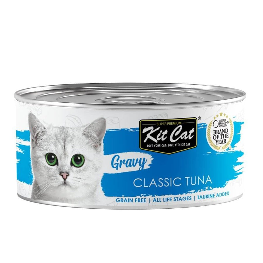 Pack 24x Kit Cat Lata Gravy - Atún Classic 70 g Comida húmeda para gatos en salsa