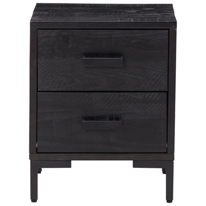 Mesita De Noche Madera Maciza De Pino Negro 36x30x45 Cm_1