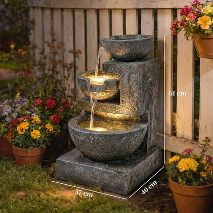 Outsunny Fuente De Agua En Cascada Con Iluminación Led Y Bomba 40x37x61 Cm_2