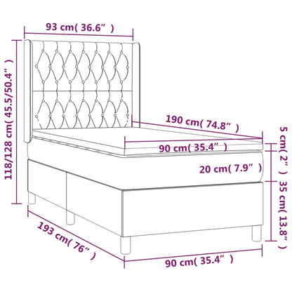 Cama Box Spring Colchón Y Luces Led Tela Negro 90x190 Cm / Vetonek_4