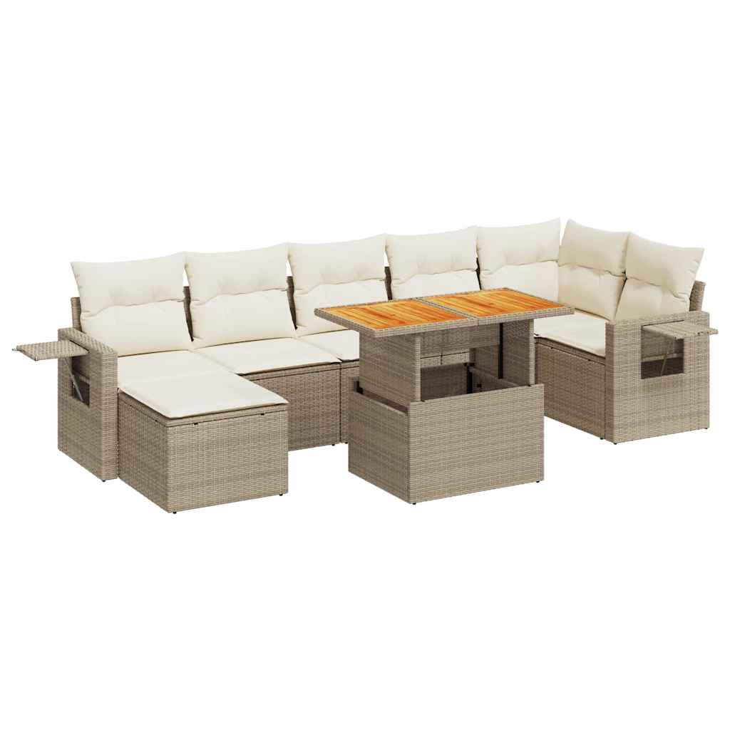 Set De Sofás De Jardín Y Cojines 8 Piezas Ratán Sintético Beige / Vetonek_0